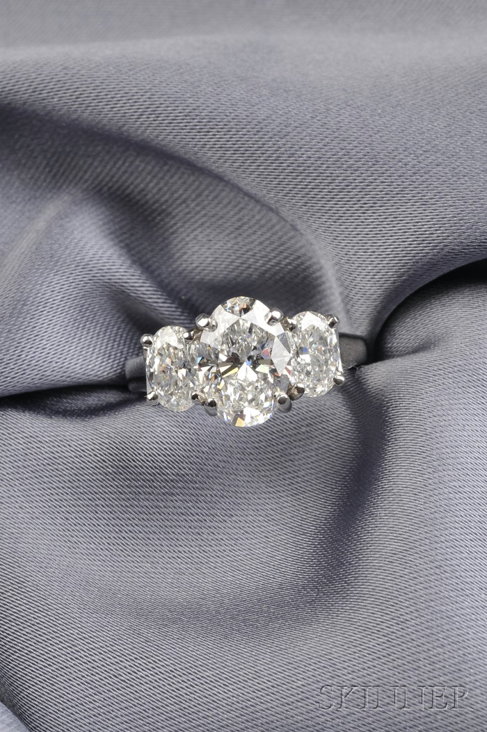 Appraisal: Platinum and Diamond Solitaire prong-set with an oval brilliant-cut diamond