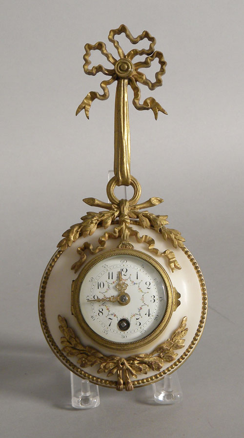 Appraisal: French marble and ormolu wall clock late th c h