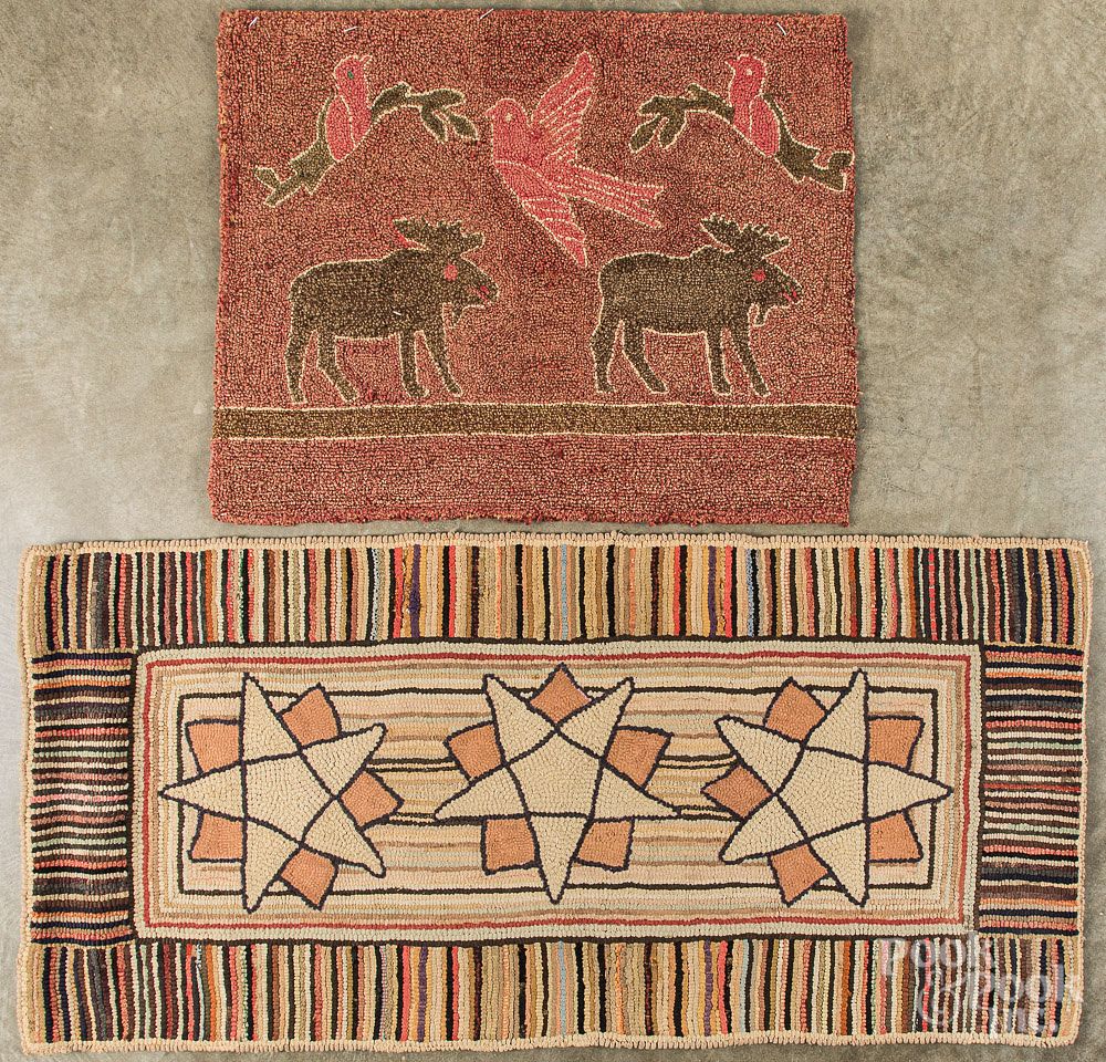 Appraisal: Two American hooked rugs ca Two American hooked rugs ca