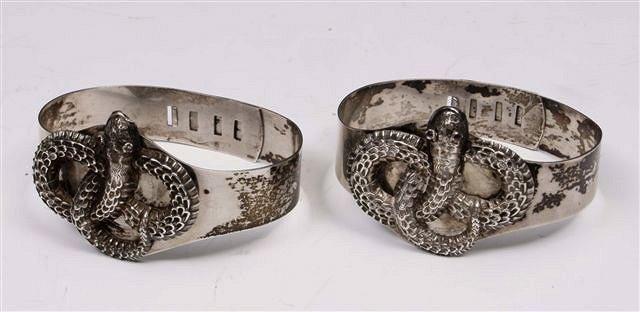 Appraisal: A PAIR OF WILLIAM IV SILVER BRACELETS with applied snake