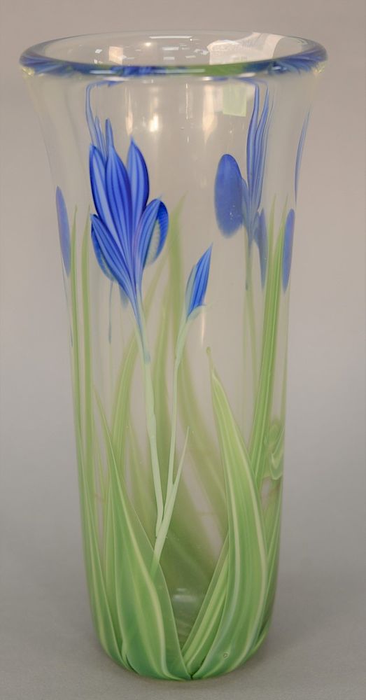 Appraisal: Orient and Flume art glass flower vase signed B Sillars