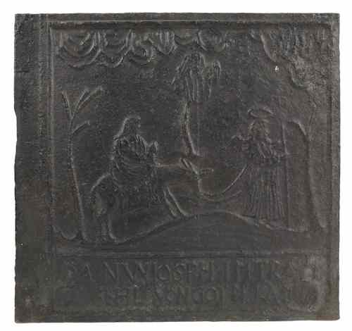 Appraisal: Cast iron stove plate th c Flight into Egypt x