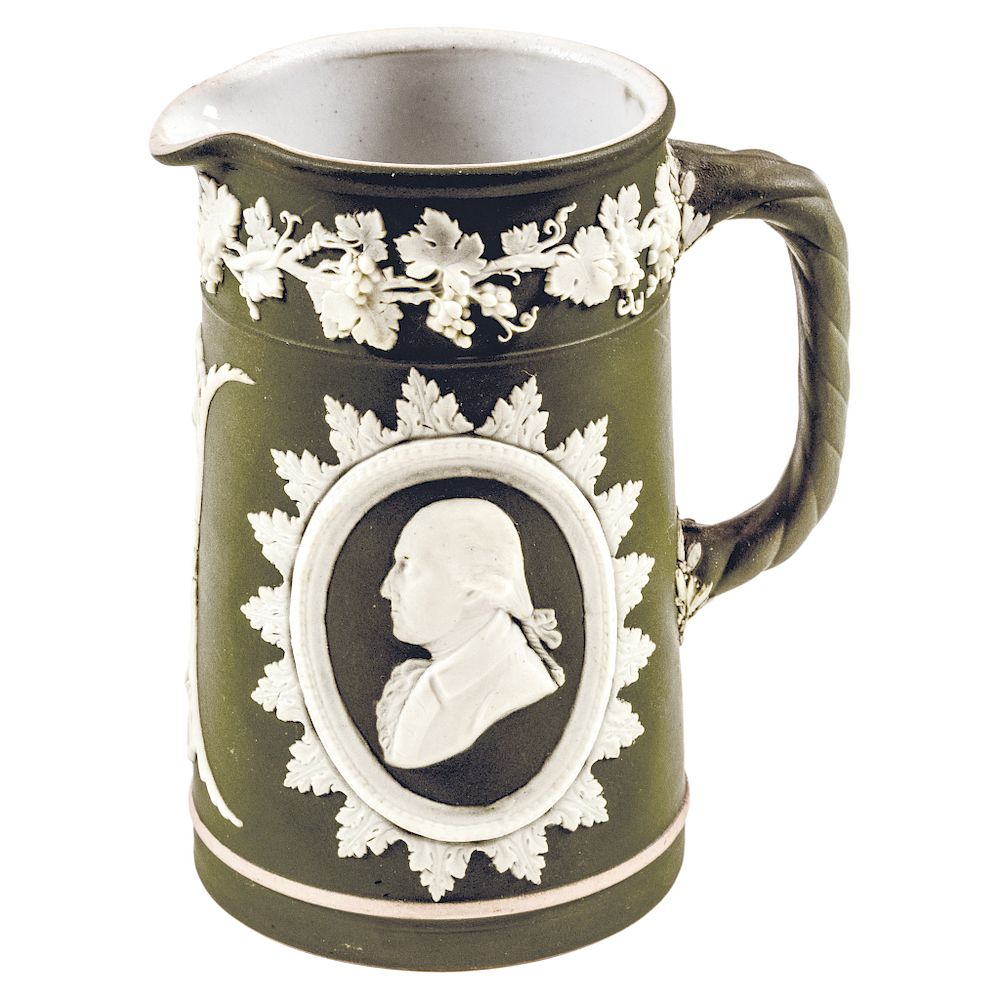 Appraisal: c Wedgwood Pitcher with Portraits of George Washington Benjamin Franklin