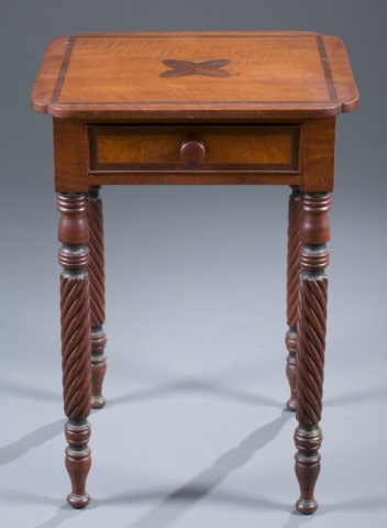 Appraisal: th c Sheraton Single-Drawer Table Maple with pine secondary Mahogany