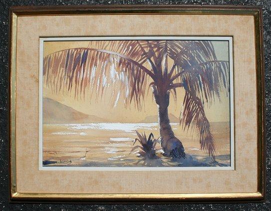 Appraisal: GLUCK Larry American th C Tropical Shore Watercolor '' x