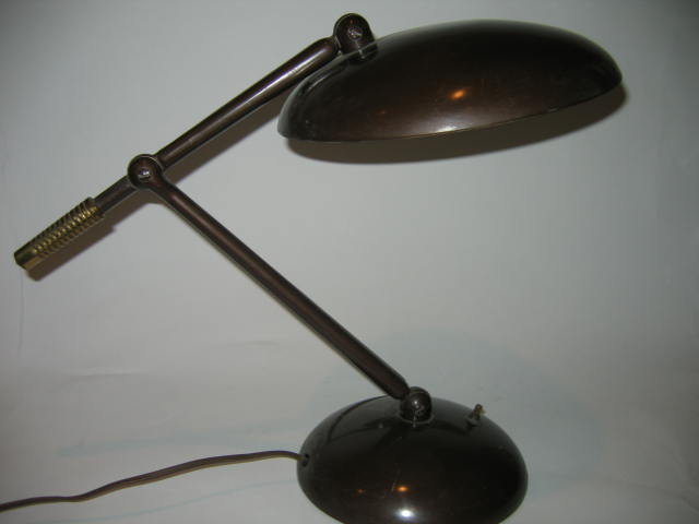 Appraisal: ART DECO DESK LAMP with dome-form shade on an adjustable