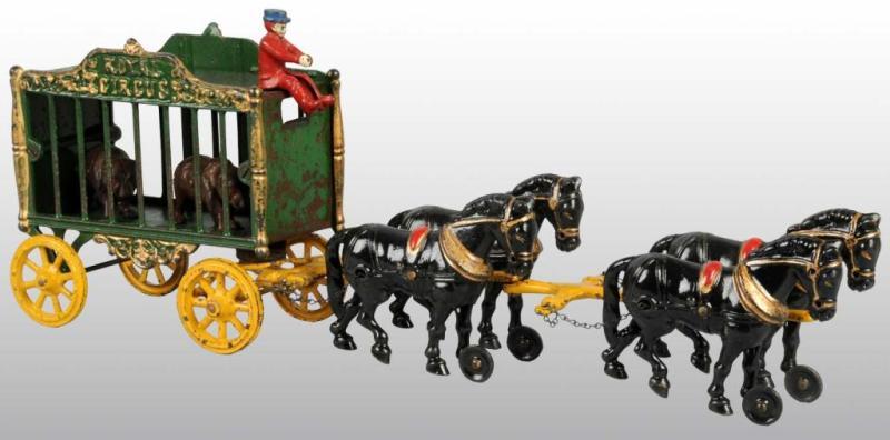 Appraisal: Cast Iron -Horse Royal Circus Cage Wagon Toy Description Includes