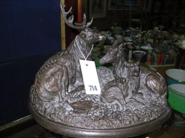 Appraisal: Mary Pinsent bronze group of a stag doe and fawn