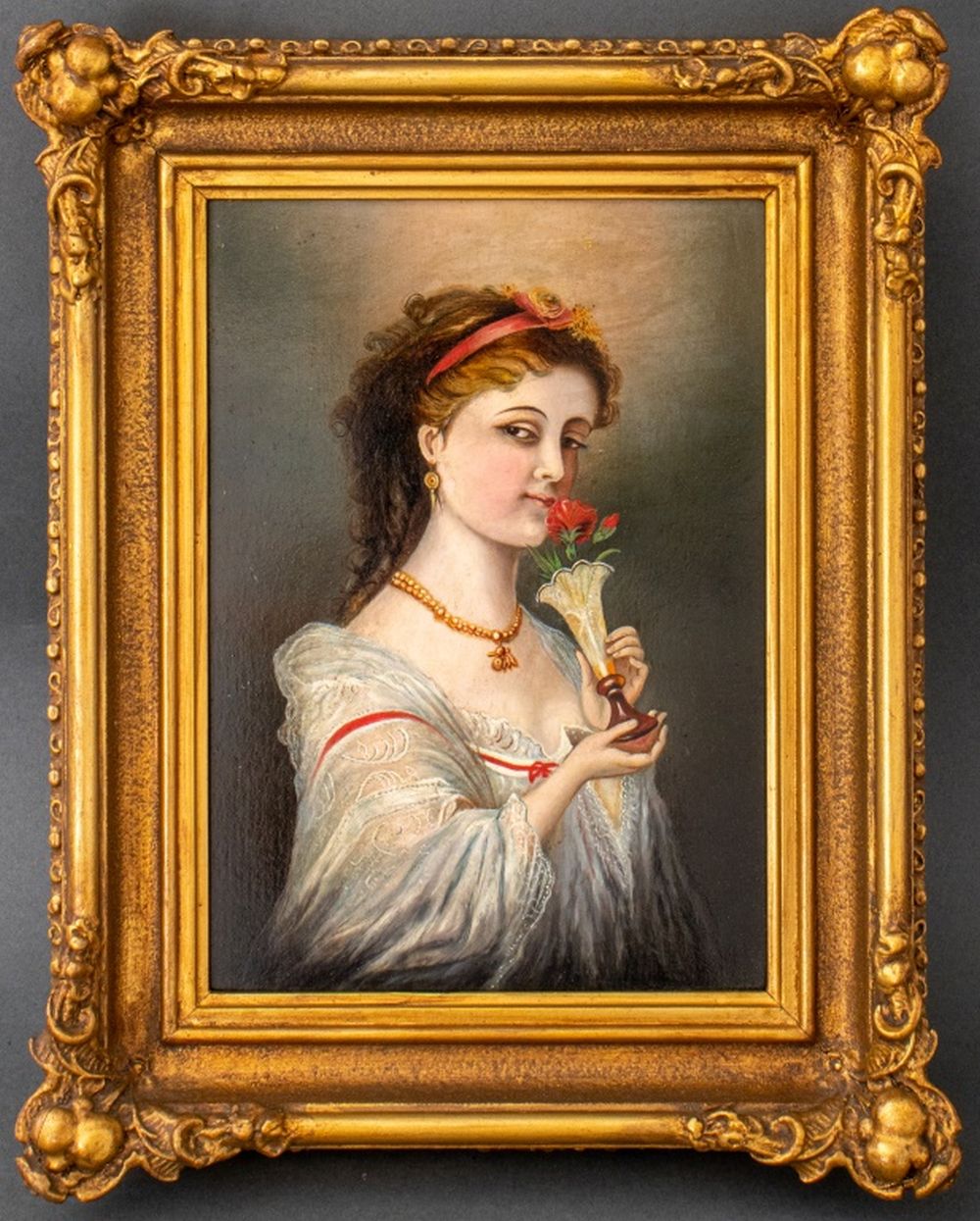 Appraisal: PORTRAIT OF A LADY OIL ON MASONITE Portrait of a