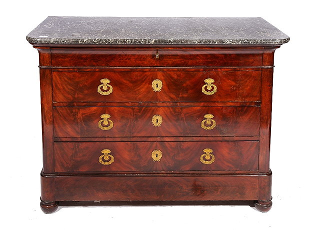 Appraisal: A FRENCH EMPIRE MAHOGANY COMMODE fitted one long shallow drawer