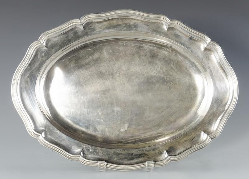 Appraisal: Continental Silver Platter Continental silver tray or platter oval with