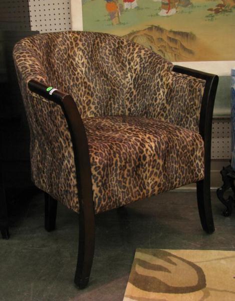 Appraisal: Vintage Leopard Print Upholstered Occasional Chair mahogany frame