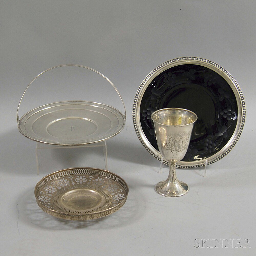 Appraisal: Three Sterling Silver Plates and a Goblet a Gorham reticulated