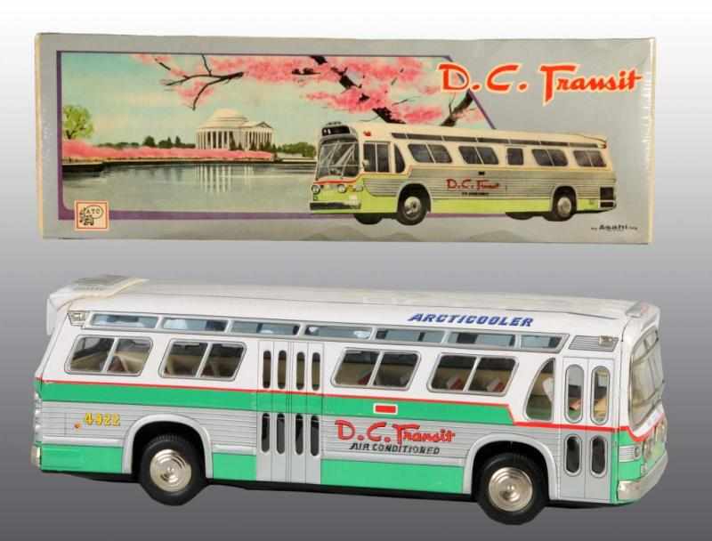 Appraisal: Tin D C Transit Bus Friction Toy Description Japanese Working