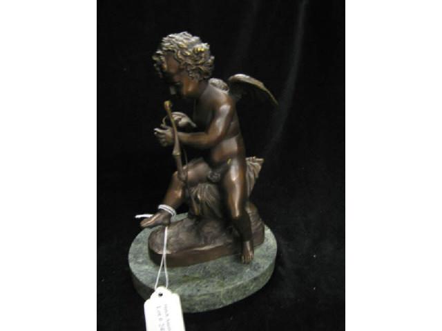 Appraisal: Bronze Statue of Cupid Repairing HIs Bow green marble base