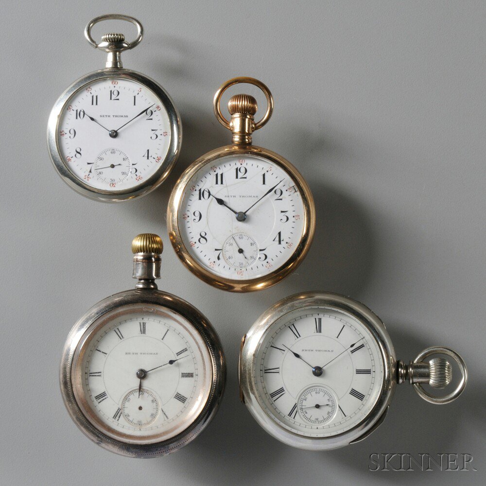 Appraisal: Four Seth Thomas Open Face Watches all with porcelain dials