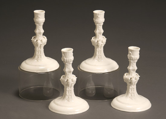 Appraisal: Set of Four Nymphenburg White Glazed Candlesticks th Century Each