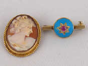 Appraisal: A carat gold framed cameo brooch hallmarked Chester x cm