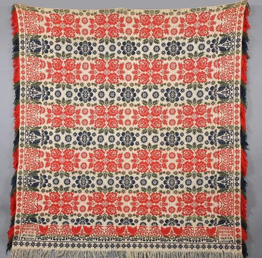 Appraisal: PENNSYLVANIA JACQUARD COVERLET Joseph Schnee Freeburg Snyder County - wool