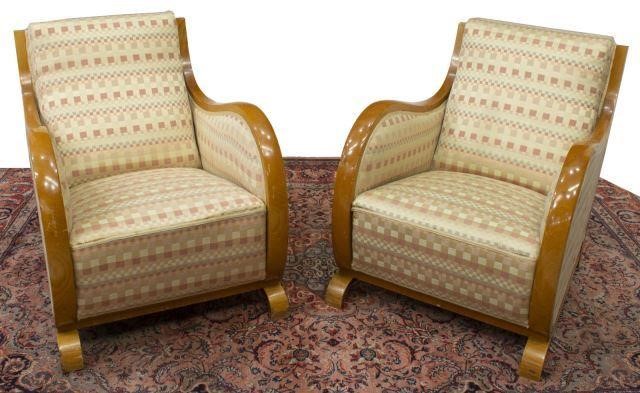 Appraisal: pair Art Deco style reclined lounge chairs mid th c