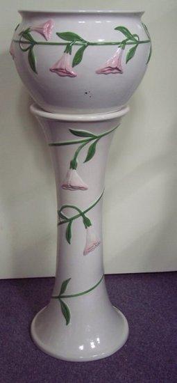 Appraisal: A jardin re painted flowers and the pedestal base for