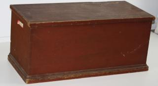 Appraisal: Early Red Painted Pine Blanket Box New England With Reset