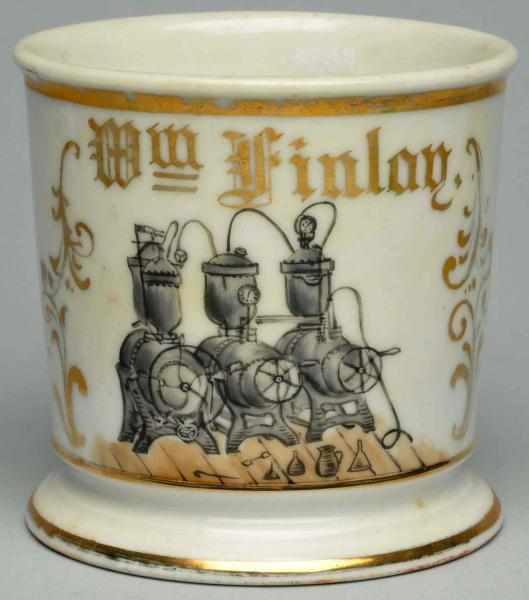 Appraisal: Steam Accessory Shaving Mug Gilt name WM Finlay Nice image