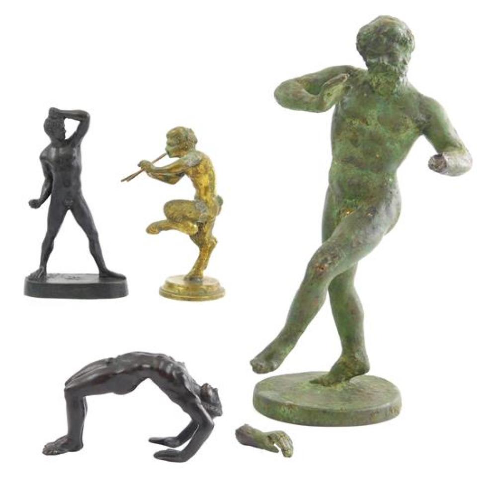 Appraisal: Metal male figures four total three nude athletes and a