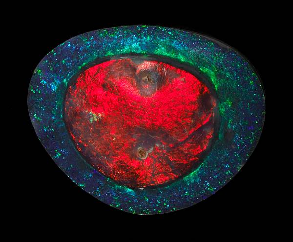 Appraisal: Rare and Renowned Red-on-Black Opal The Flame Queen Property of