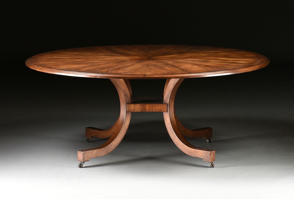 Appraisal: A LARGE REGENCY STYLE CIRCULAR WALNUT BREAKFAST TABLE MODERN A