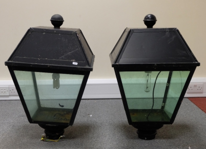 Appraisal: Pair of reproduction copper lamp post lanterns height cm