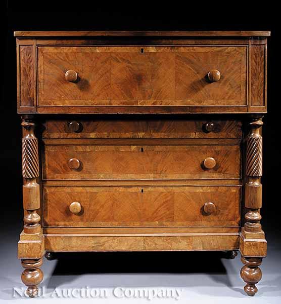 Appraisal: An American Classical Carved Mahogany and Cherrywood Chest of Drawers