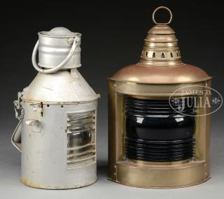 Appraisal: BRASS SHIP'S RUNNING LIGHT TOGETHER WITH TIN SHIP'S SIGNAL LANTERN