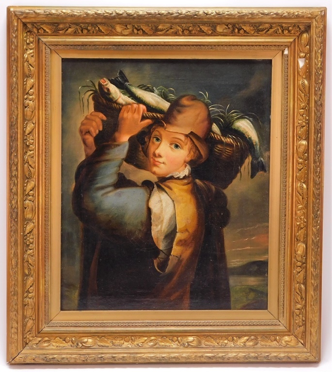 Appraisal: C ITALIAN FISHER BOY PORTRAIT PAINTING Italy th Century Depicts