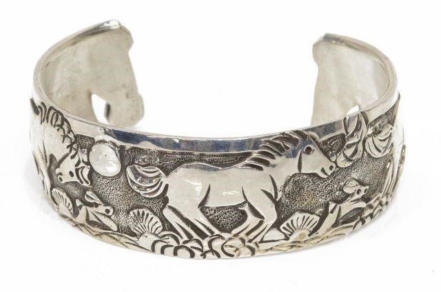 Appraisal: Native American sterling silver cuff bracelet Lloyd Becenti Navajo th