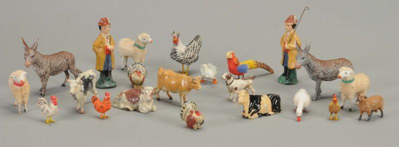 Appraisal: Large Lot Papier Mache Metal Farm Animals Mostly Germany early