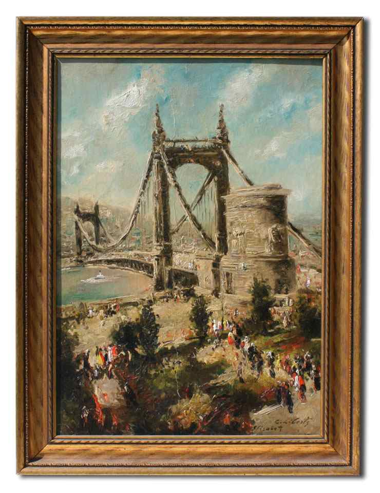 Appraisal: LIBERTS Ludolf American Latvian - ''Queen Elizabeth Bridge Budapest'' Oil