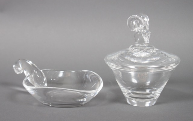 Appraisal: Steuben crystal serving dish and covered dish serving dish -