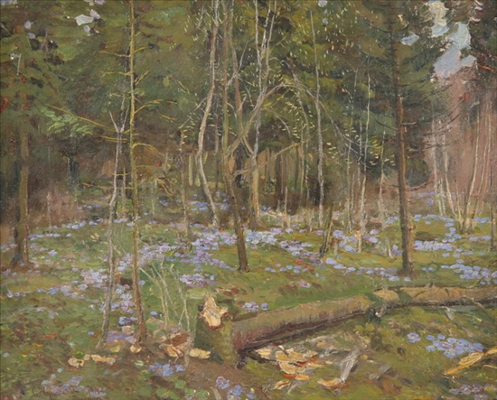 Appraisal: STANISLAW ZUKOWSKI Russian - FOREST IN THE SPRINGTIME signed and