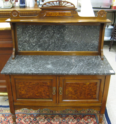 Appraisal: WALNUT AND BURL WALNUT WASHSTAND English early th century having