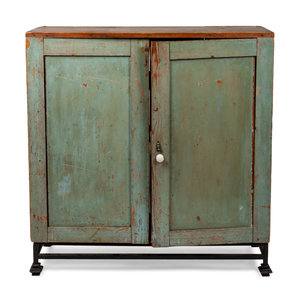 Appraisal: American Painted Pine Cupboard late th Century pine case in