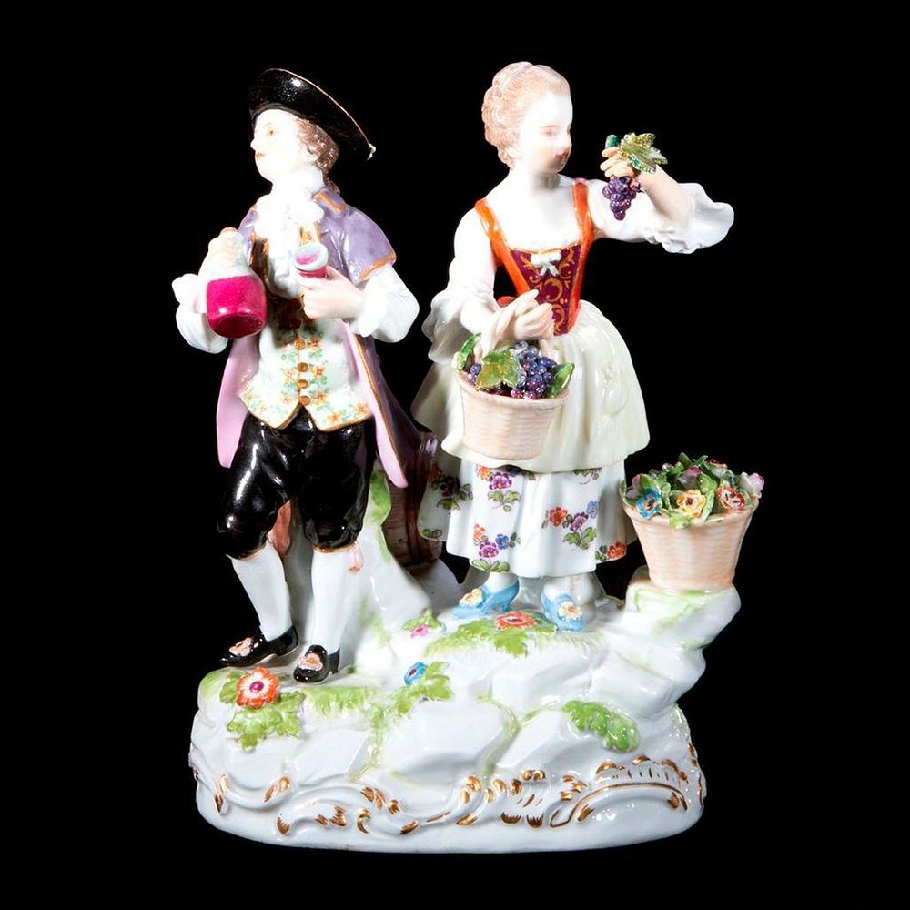 Appraisal: Meissen Figural Group Meissen Group of figures man with wine