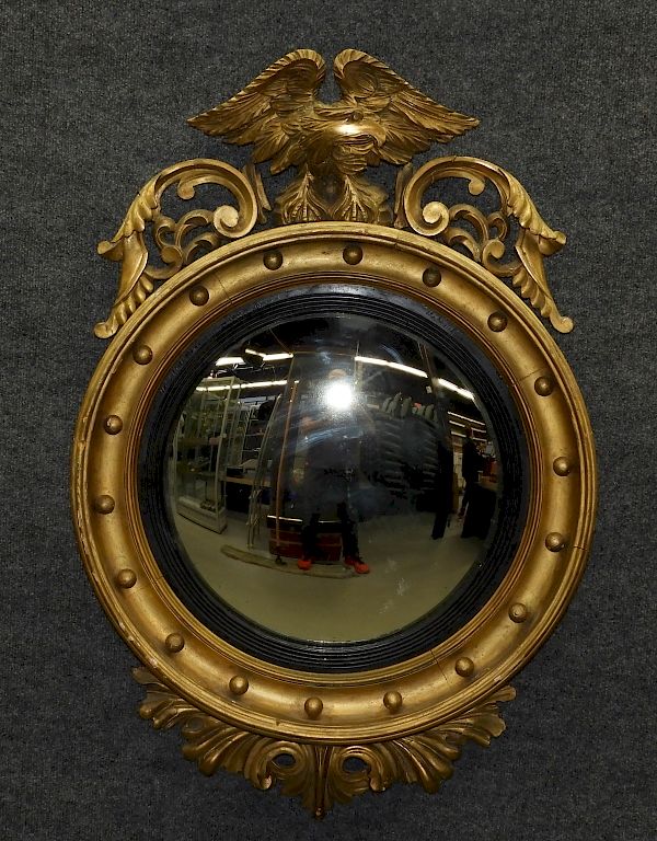 Appraisal: American Federal Gilt Wood Eagle Bulls Eye Mirror United States