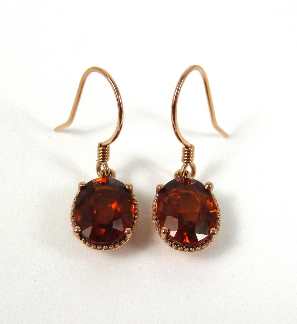 Appraisal: PAIR OF HESSONITE GARNET AND ROSE GOLD EARRINGS each k