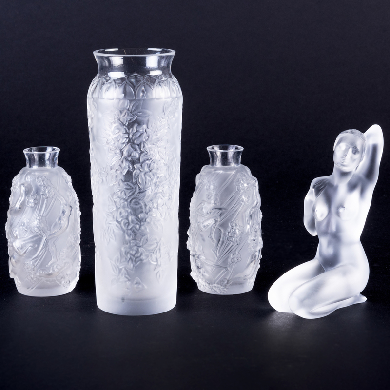 Appraisal: Group of Four Lalique Glass Articles Signed in etch Comprising