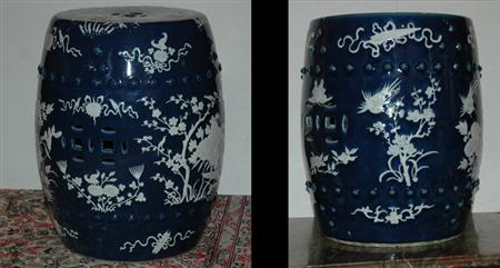 Appraisal: Pair of Chinese Blue and White Porcelain Garden Seats Estimate