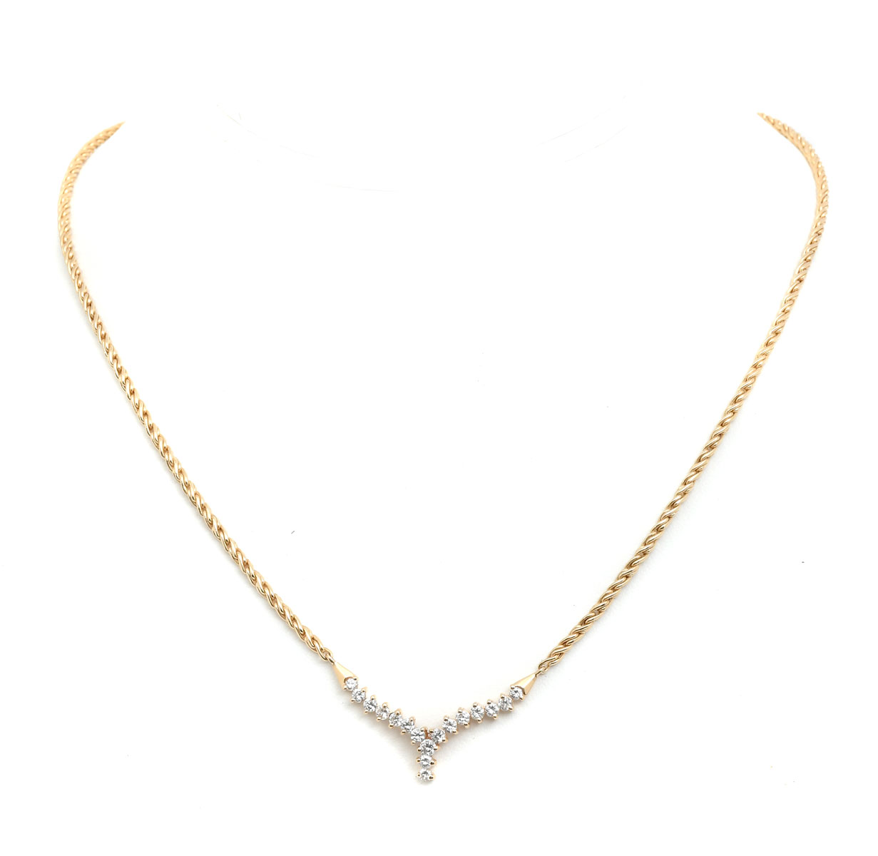 Appraisal: K DIAMOND CHEVRON NECKLACE K yellow gold necklace contains round