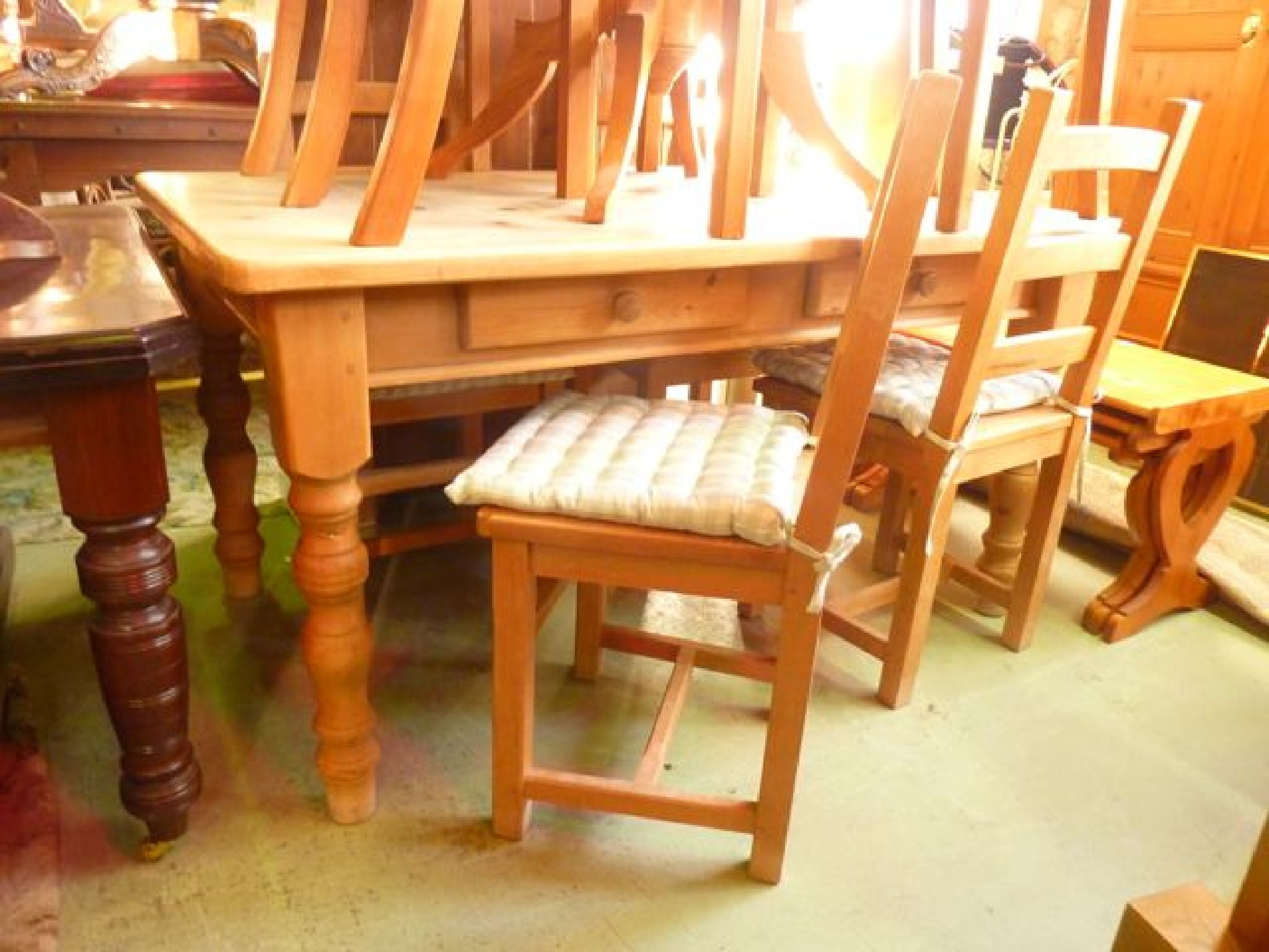 Appraisal: A Victorian style stripped pine kitchen table of rectangular form