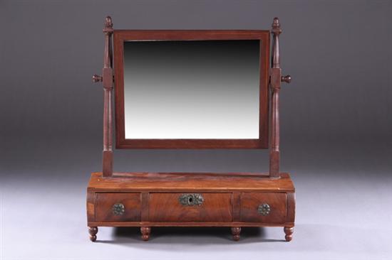 Appraisal: AMERICAN CLASSICAL WALNUT SHAVING MIRROR Circa probably New York String-inlaid