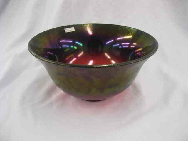 Appraisal: Imperial Stretch Glass Punchbowl scarcer red iridescent '' diameter ''